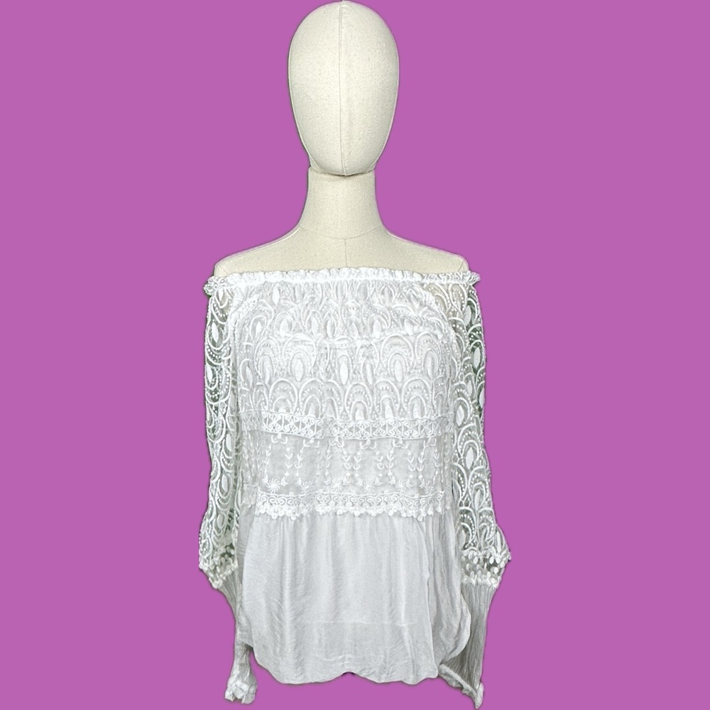 Charlie B Off-Shoulder Silky Blouse